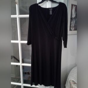 Elegant Black Wrap Look Dress